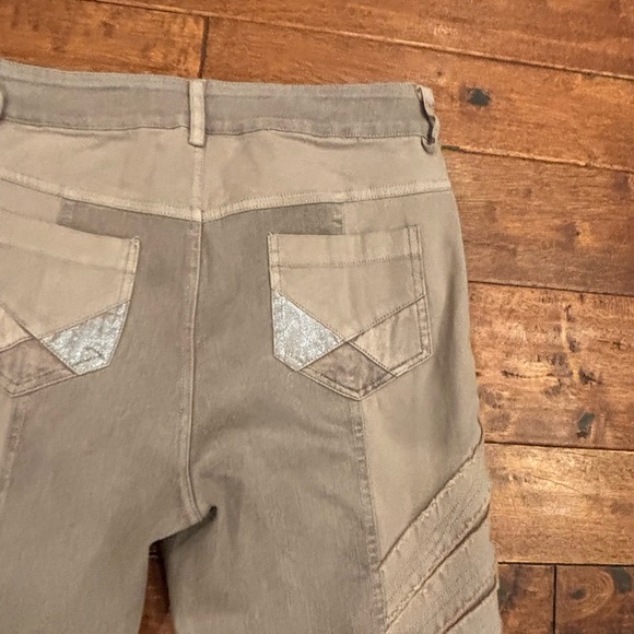 Elisa Cavaletti Tan and Silver Straight Leg Pants sz 29 super fun pants! - Picture 9 of 11